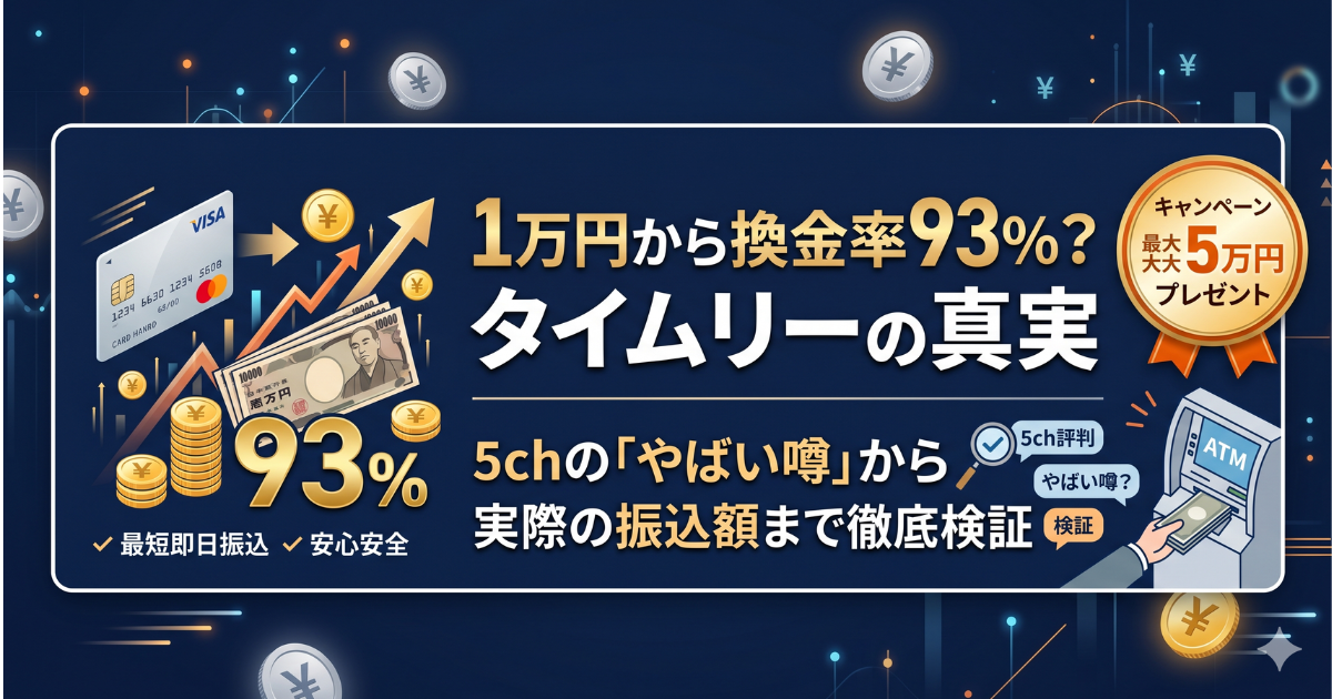 タイムリー現金化は怪しい？口コミ・評判・換金率・利用前の注意点を解説